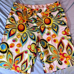 Loudmouth Golf Shorts Retro Shagadelic Flower Power White Background 36 New